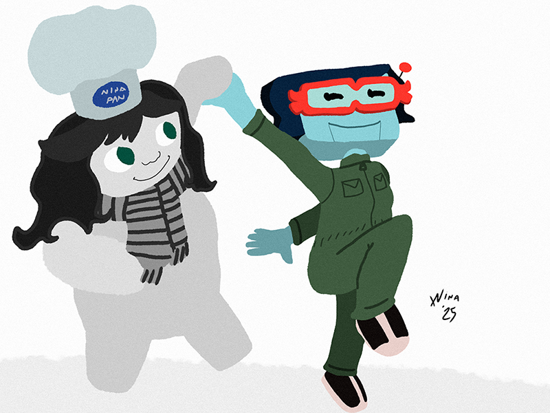 My girlfriend's avatar and my own having a wonderful time.