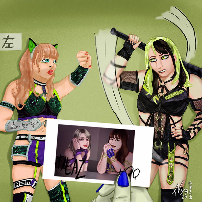 After Momo Watanabe and AZM reunited for Mayu Iwatani's homecoming show, I felt inspired to draw this.